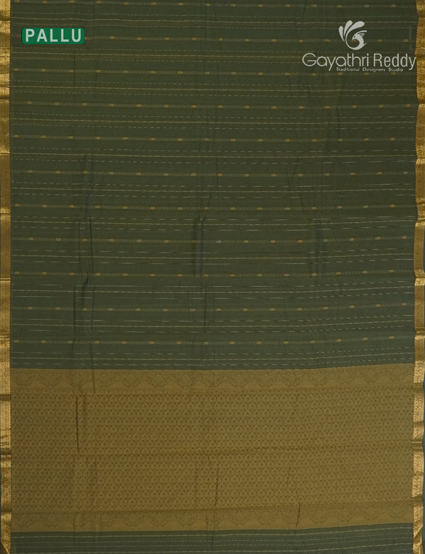 Pure Kanchi Cotton Saree in Deep Olive Green