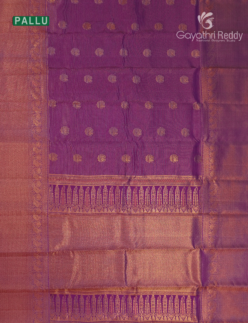 Pure Kanchipuram Silk Saree in Purple ( Butta Pattern )