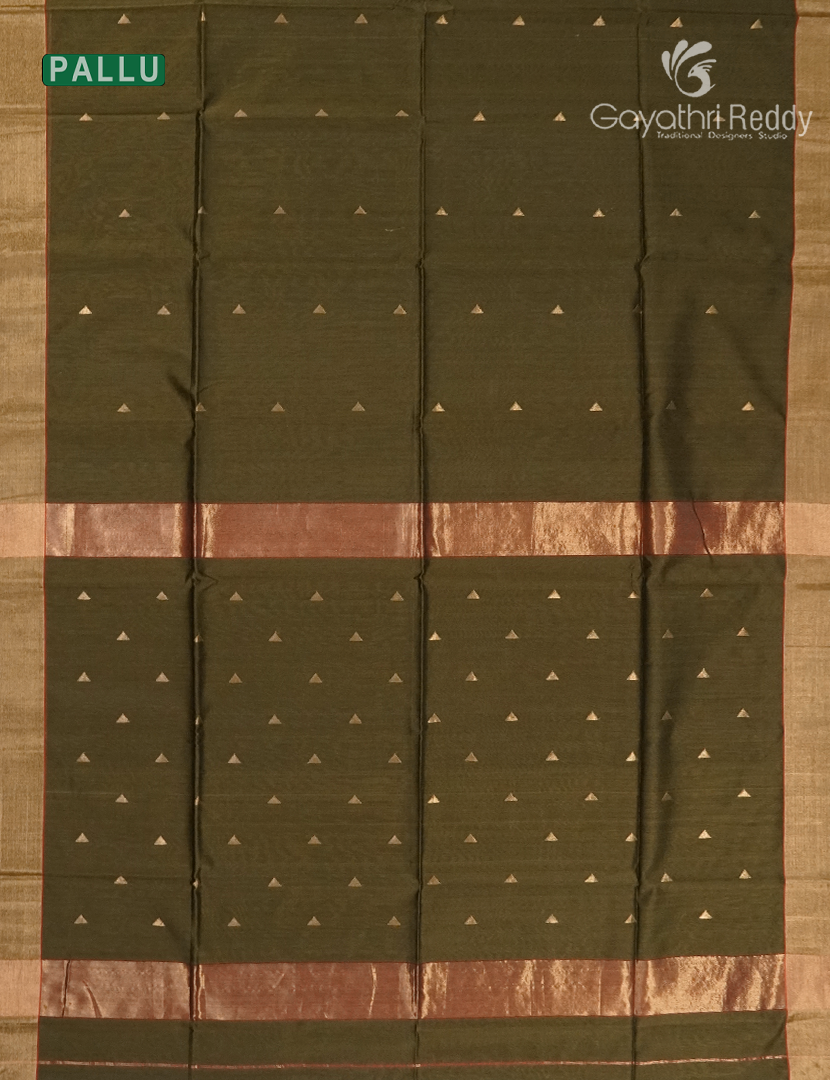 Pure Chanderi Sico Saree in Deep Mehendi Green