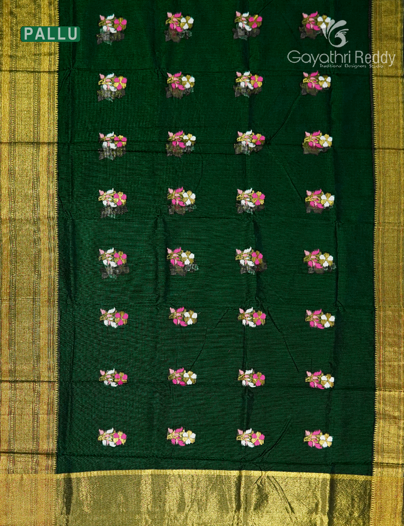 Pure Silk Kota Saree in Bottle Green