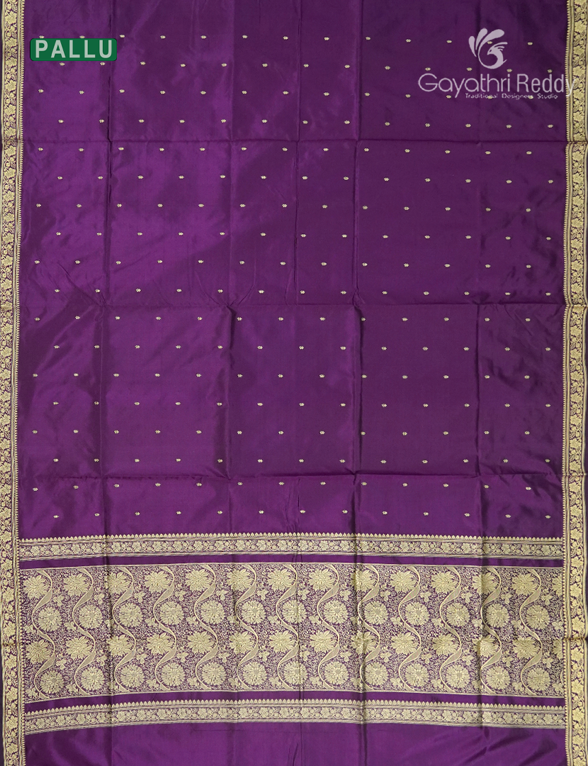 Pure Valkalam Silk Saree in Deep Purple