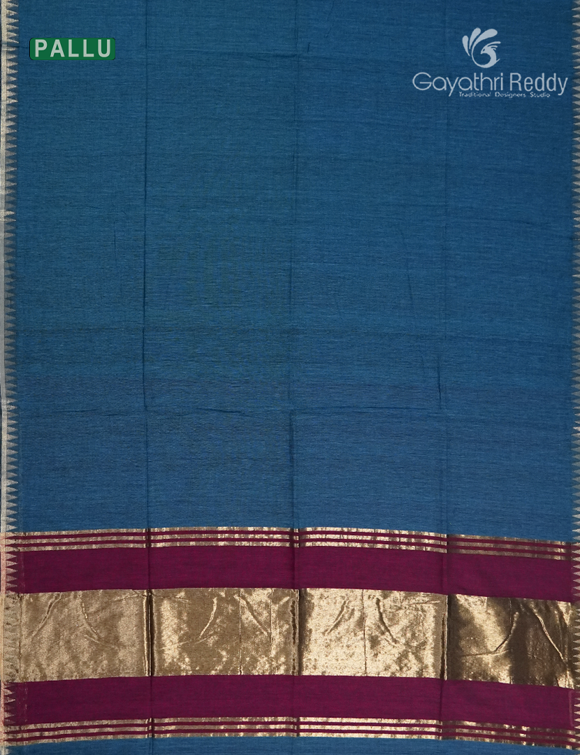 Jamdani Cotton Saree in Deep Rama Blue