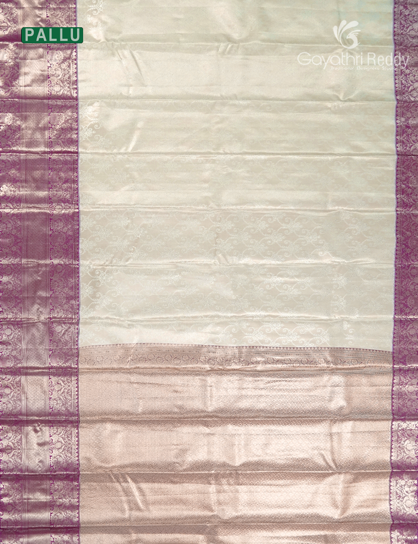 Semi Kanchipuram Silk Saree in Milk White and Deep Pink