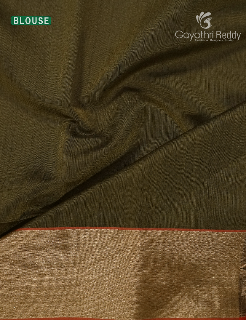 Pure Chanderi Sico Saree in Deep Mehendi Green