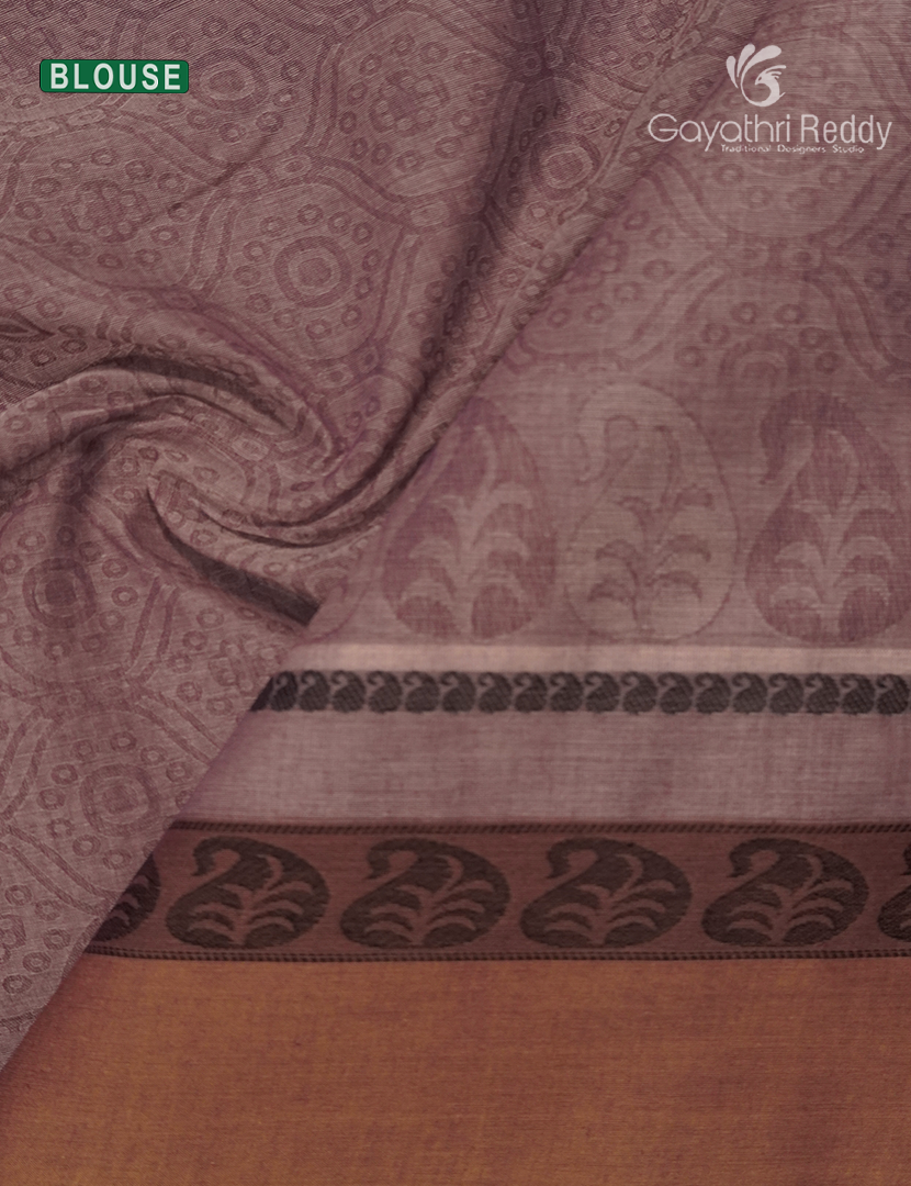 Pure Kanchi Cotton Saree in Khakhi Green
