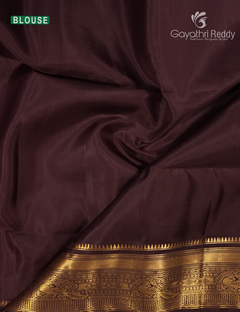Pure Kanchipuram Soft Silk Saree in Rust Orange and Brown