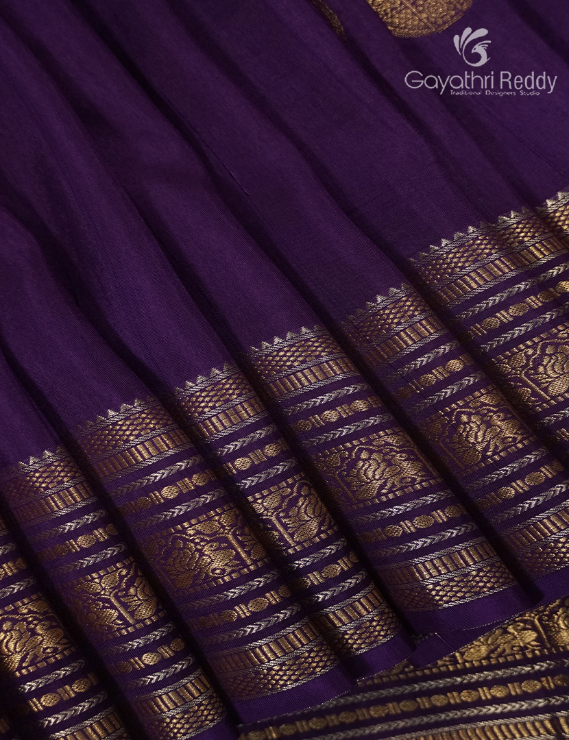 Semi Mysore Crepe Saree in Purple