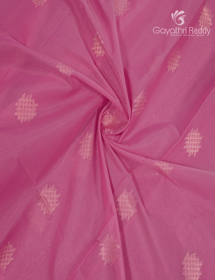 Kanchipuram Sico Saree in Rose Pink and Yellow