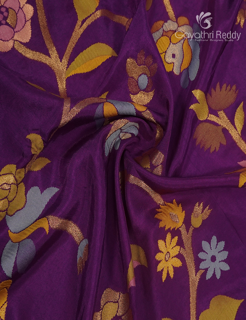 Pure Satin Silk Saree in Purple