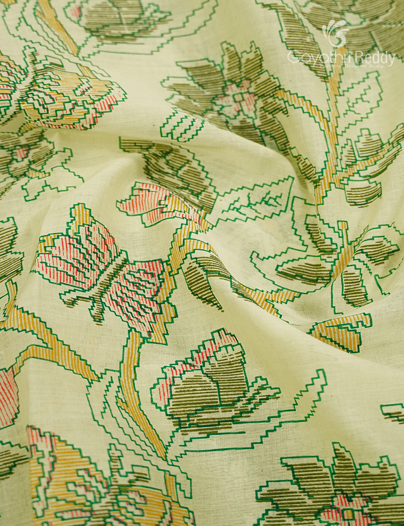 Pure MulMul Cotton Saree in Pista Green and Olive Green