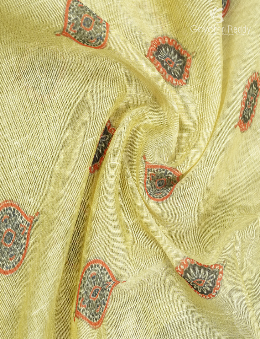 Pure Linen Saree in Cream