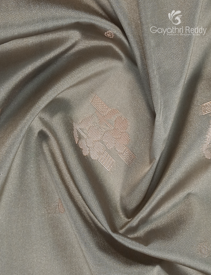 Soft Silk Saree in Grey and Deep Rust