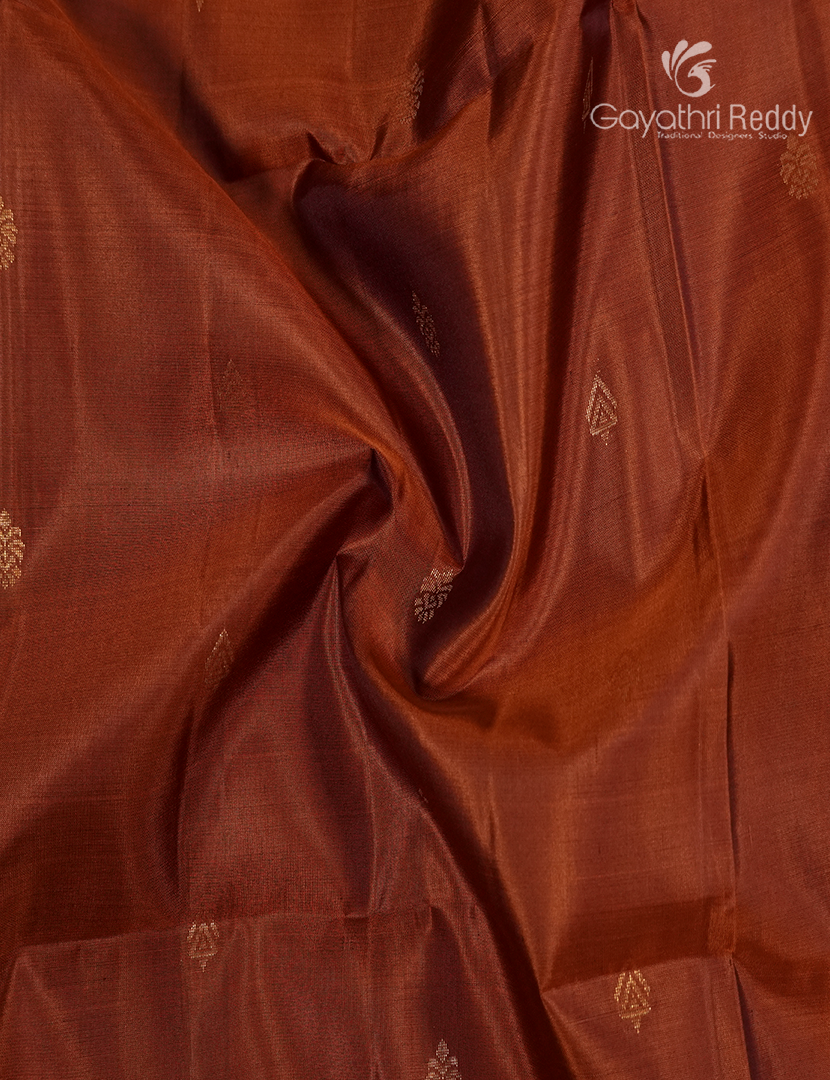 Pure Kanchipuram Soft Silk Saree in Rust Orange and Brown