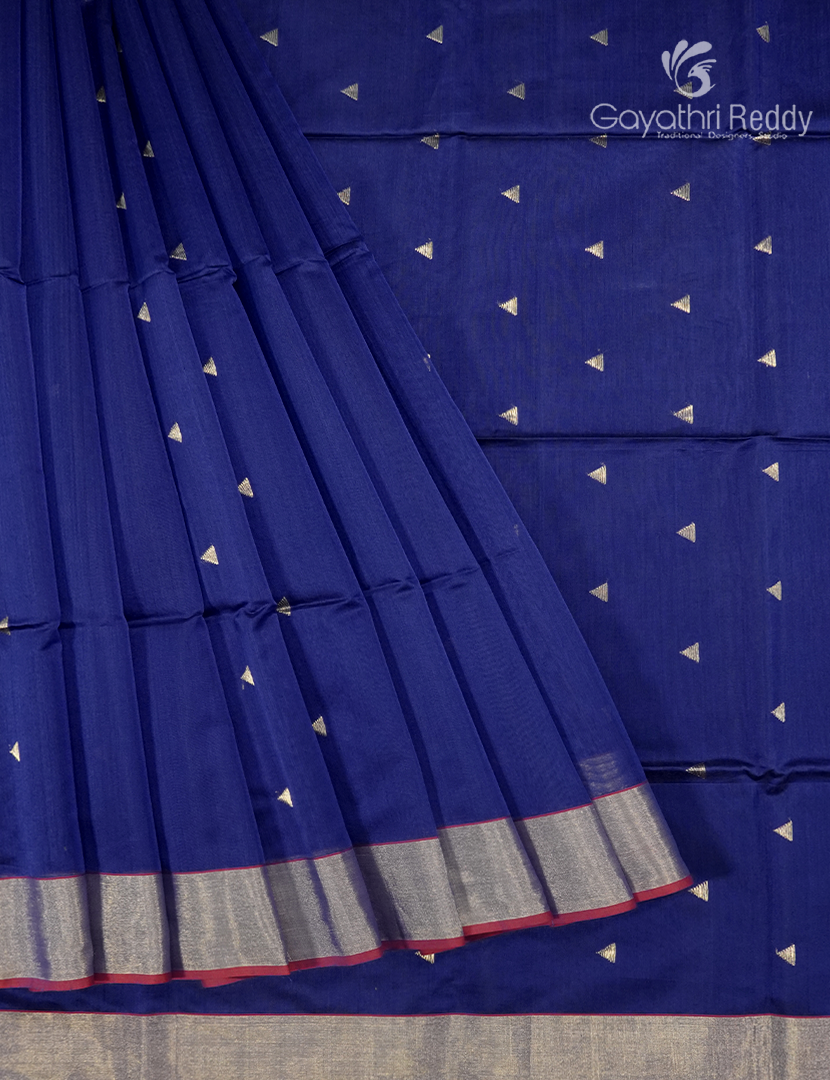 Pure Chanderi Sico Saree in Deep Blue