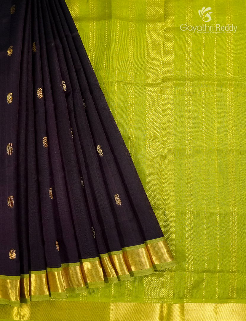 Pure Arani Sico Saree in Deep Snuff and Leaf Green
