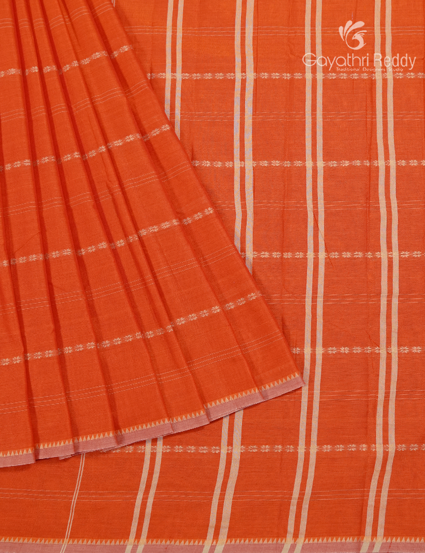 Pure Narayanpet Cotton Saree in Orange