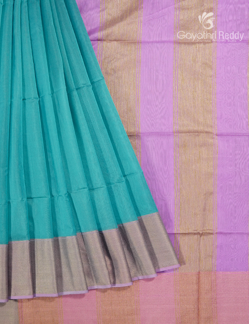 Pure Chanderi Sico Saree in Sea Blue
