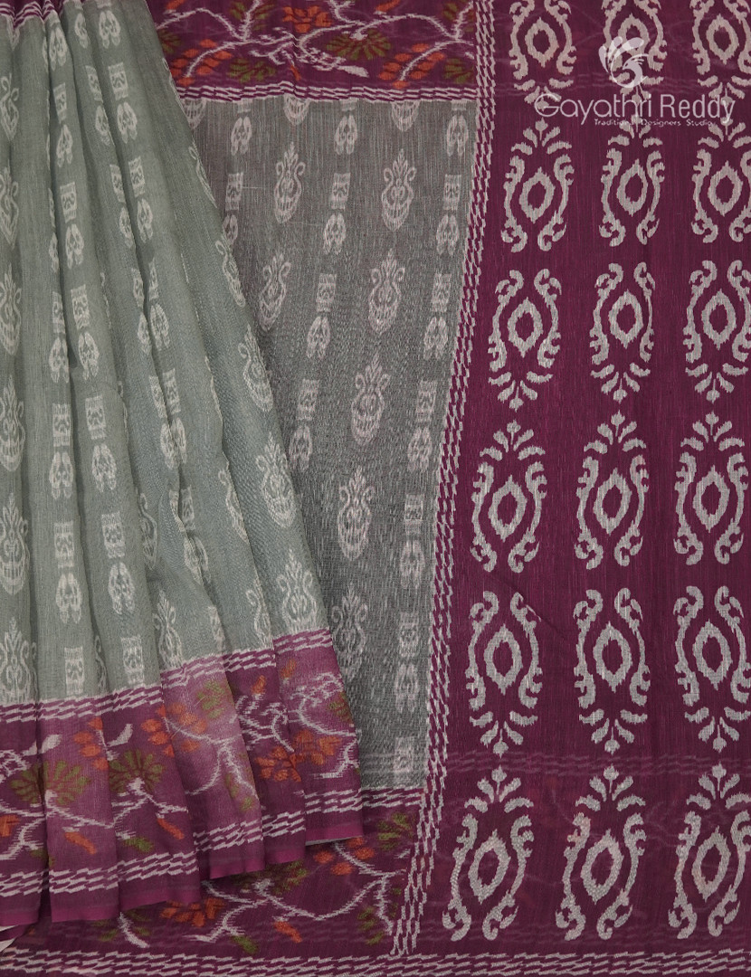 Linen Cotton Saree in Grey