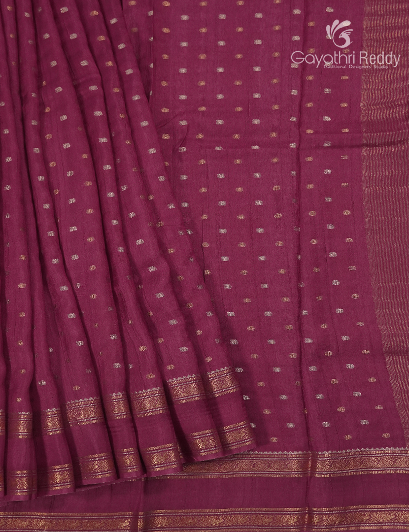 Semi Mysore Crepe Saree in Deep Onion Pink
