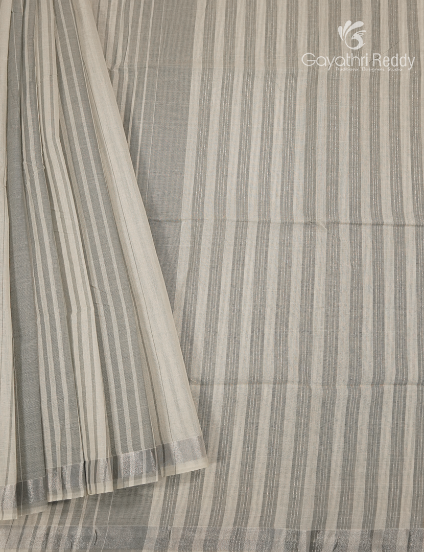 Pure Kanchi Cotton Saree in Cream and Grey