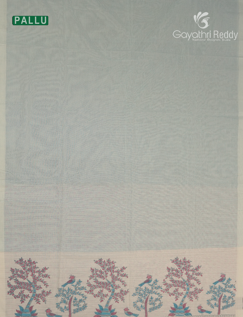 Pure Kanchi Cotton Printed Saree in Sea Blue