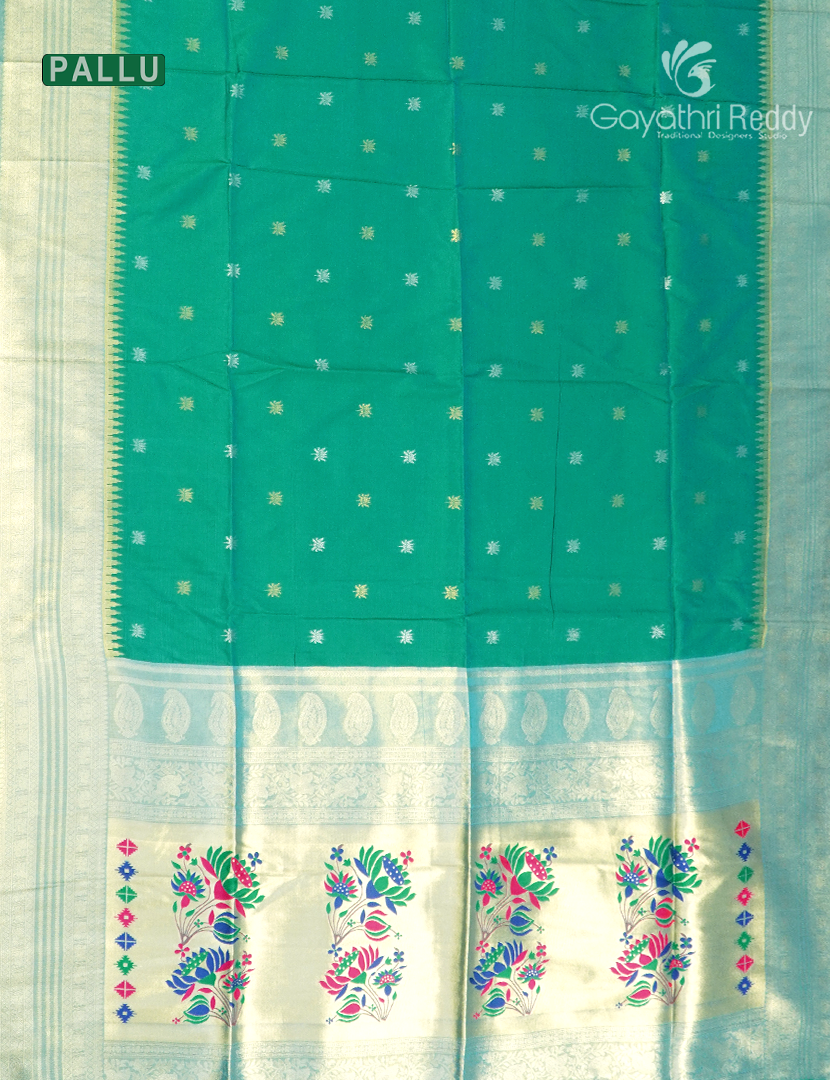 Semi Kanchipuram Art Silk Saree in Rama Green