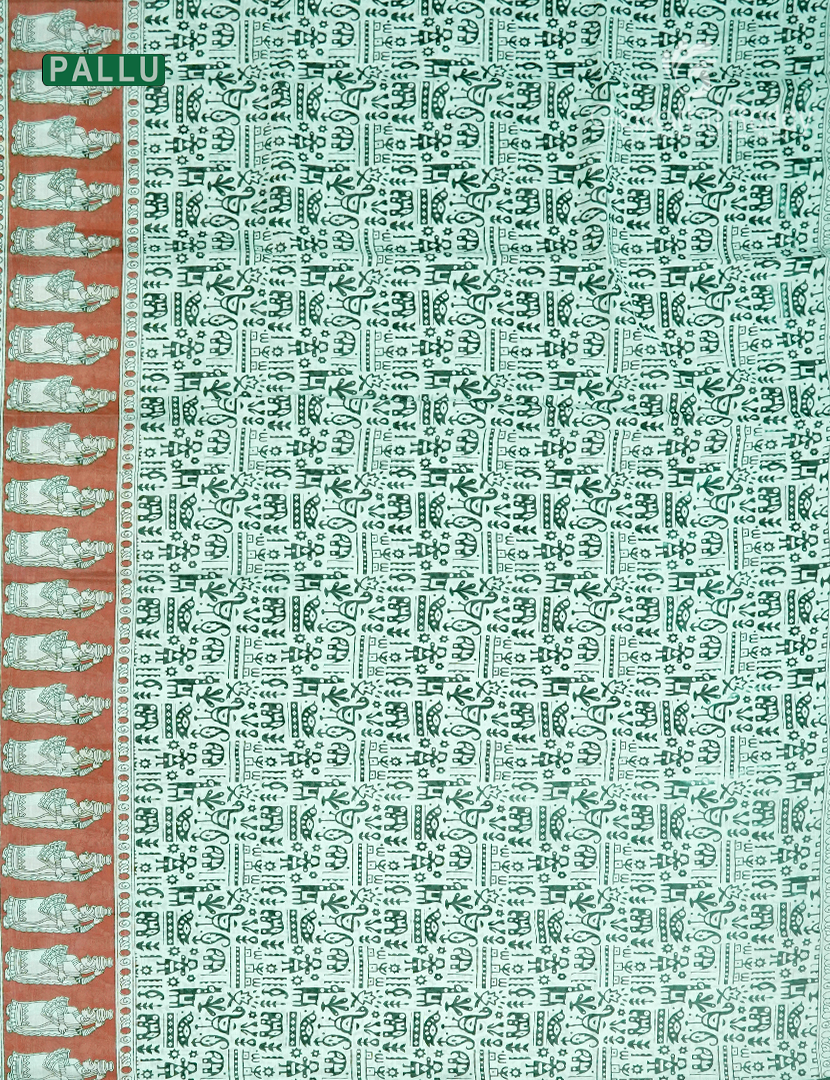 Pure MulMul Cotton Saree in Mint Green and Bottle Green