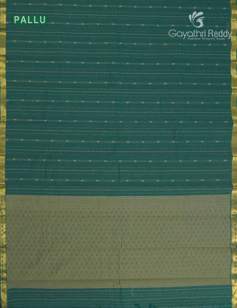 Pure Kanchi Cotton Saree in Deep Rama Green