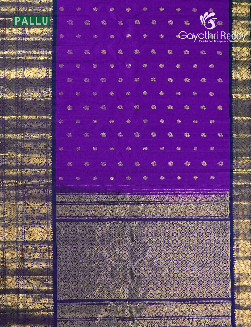 Pure Gadwal Silk Saree in Deep Violet
