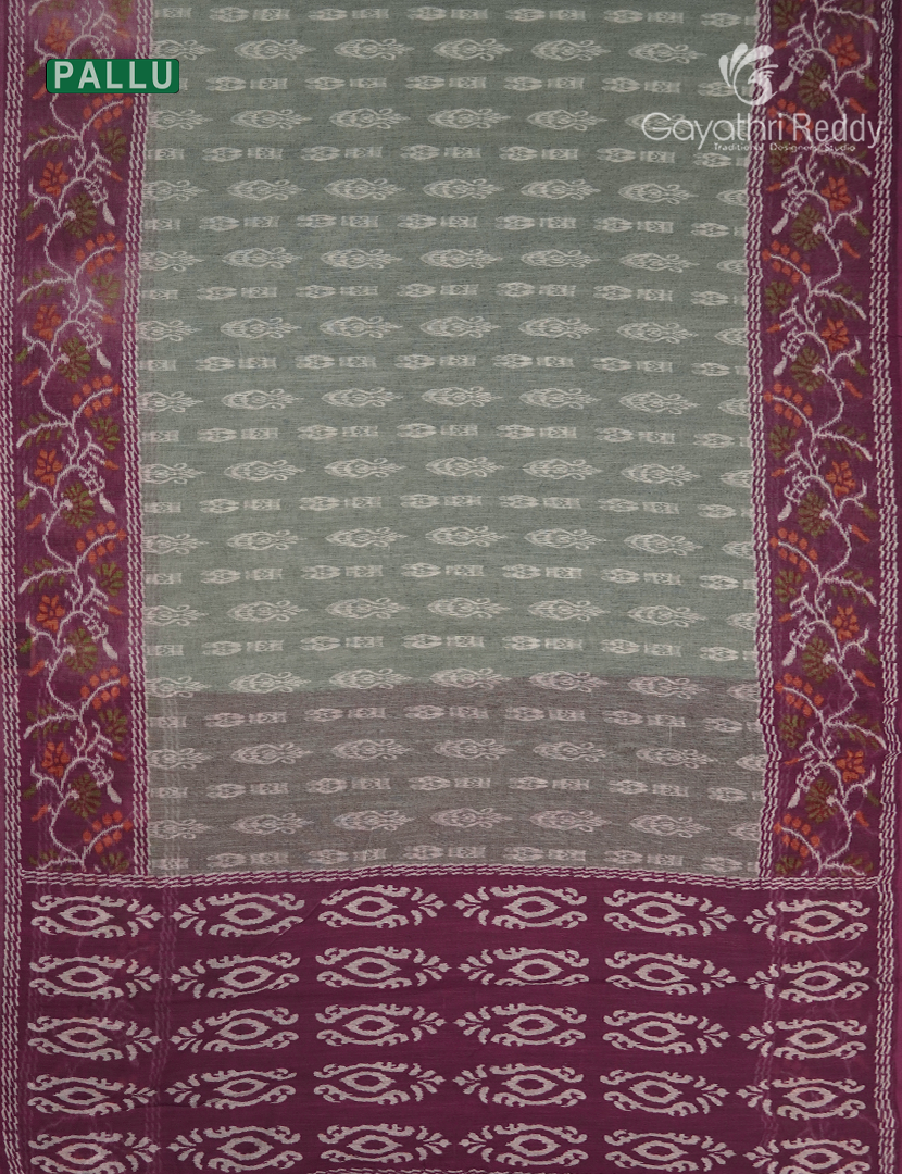 Linen Cotton Saree in Grey