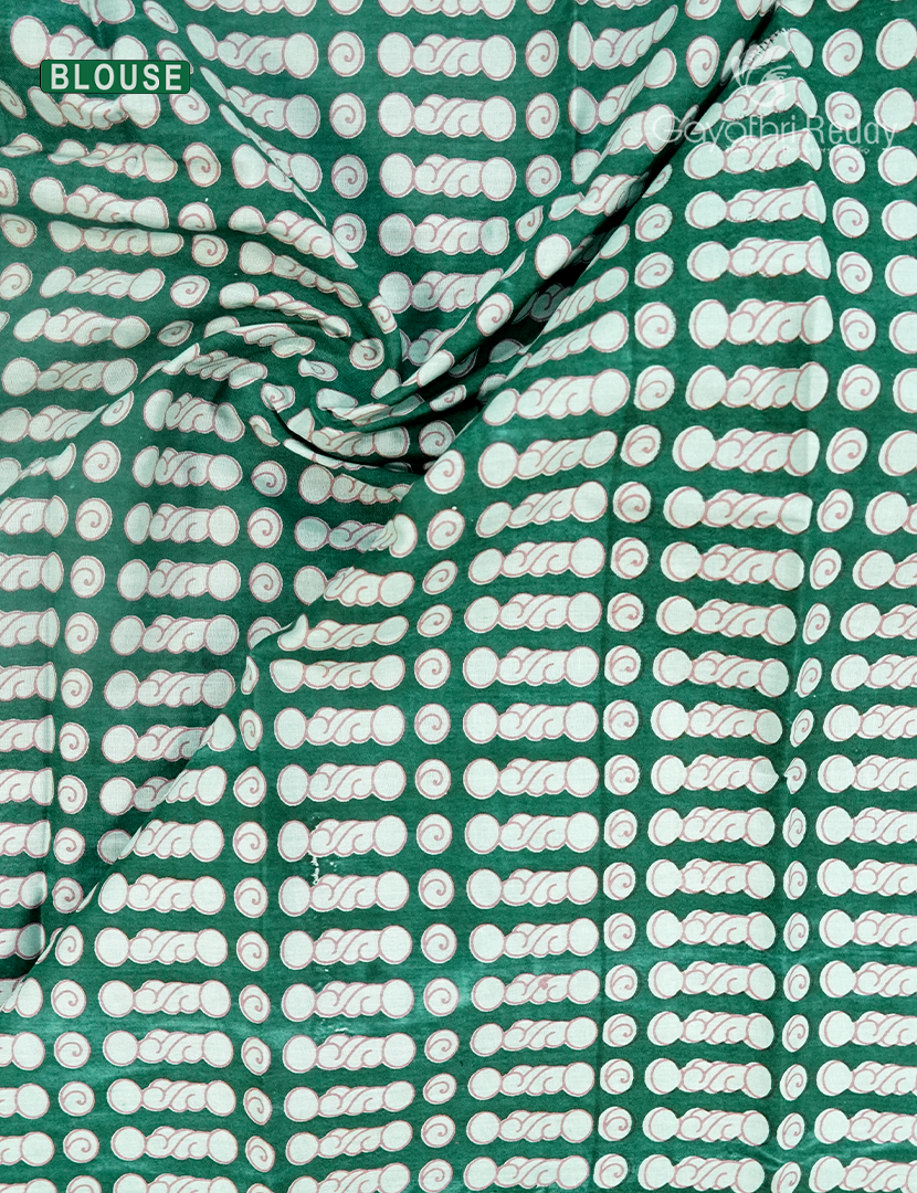 Pure MulMul Cotton Saree in Mint Green and Bottle Green
