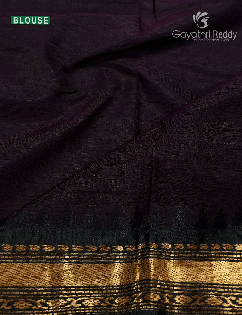 Pure Gadwal Cotton Saree in Blue and Black