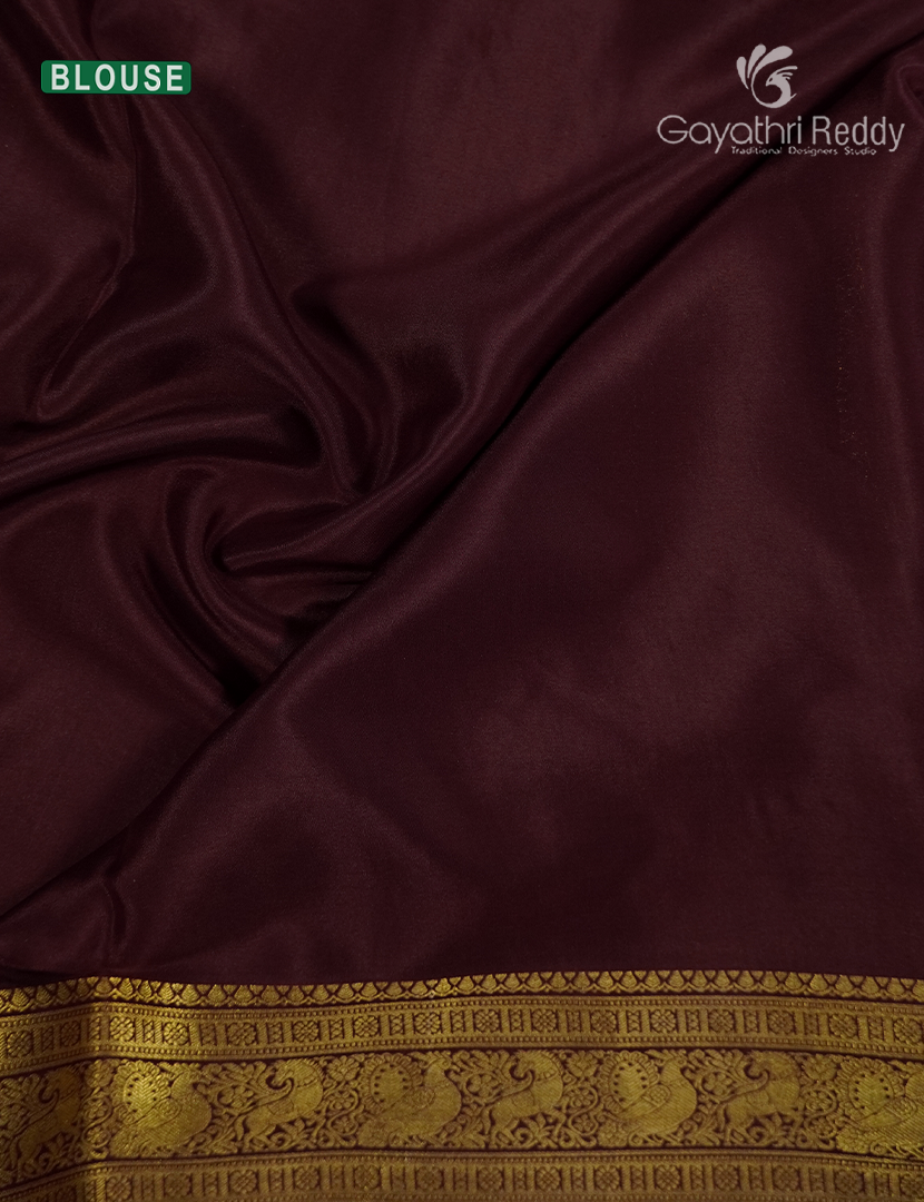 Pure Mysore Silk Saree and in Deep Snuff