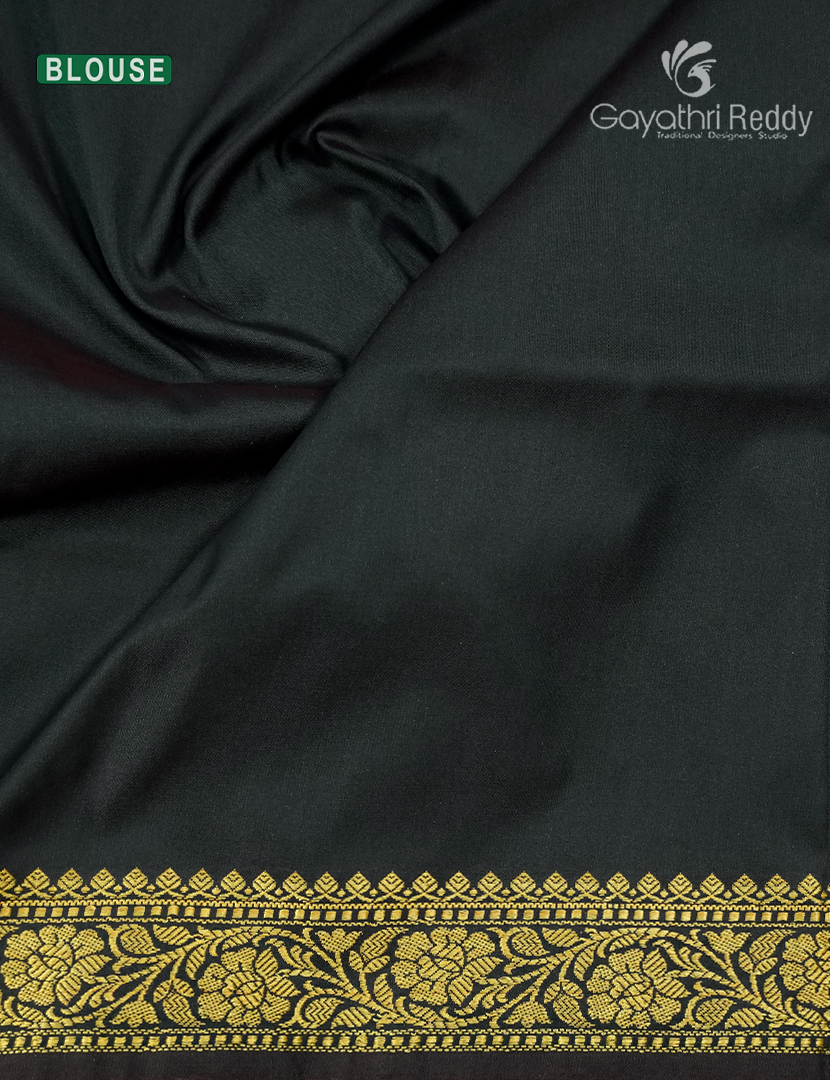 Semi Katan Silk Saree in Bottle Green