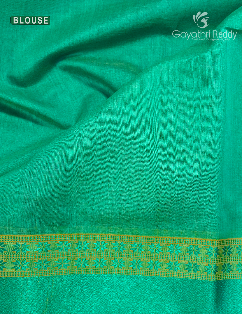Pure Chanderi Sico Saree in Parrot Green and Sea Foam Green