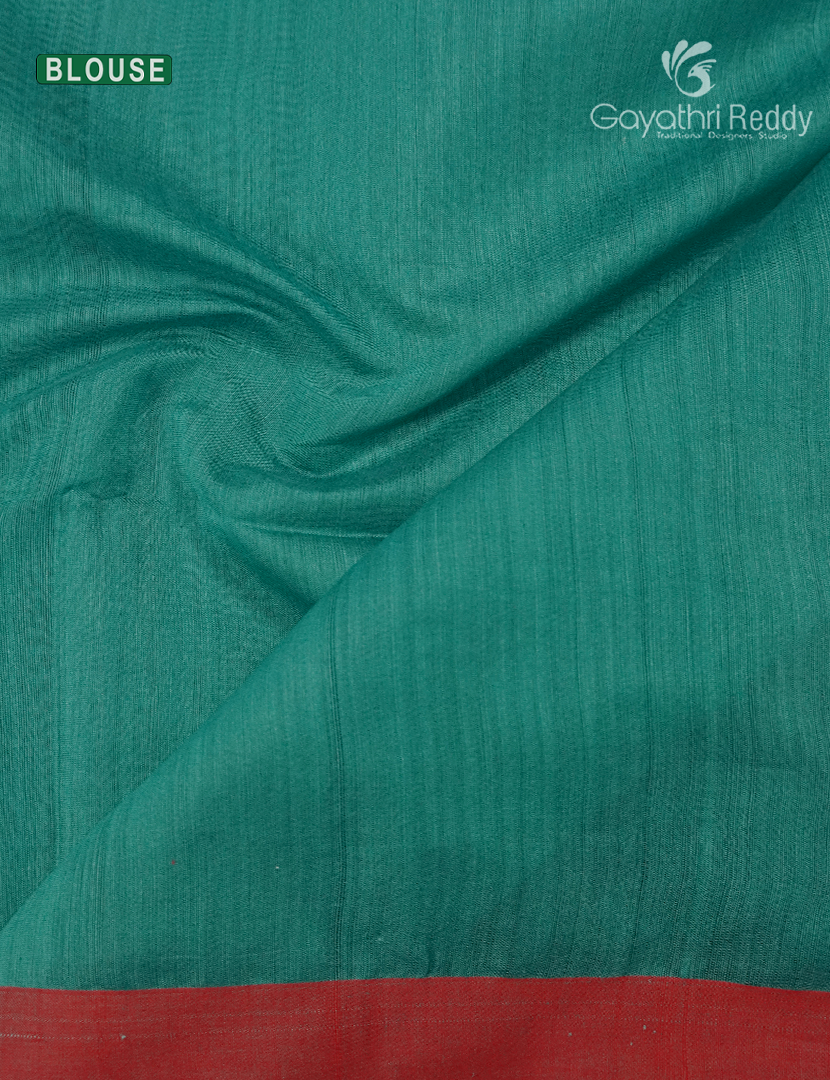 Pure Jamdani Kora Saree in Rama Green