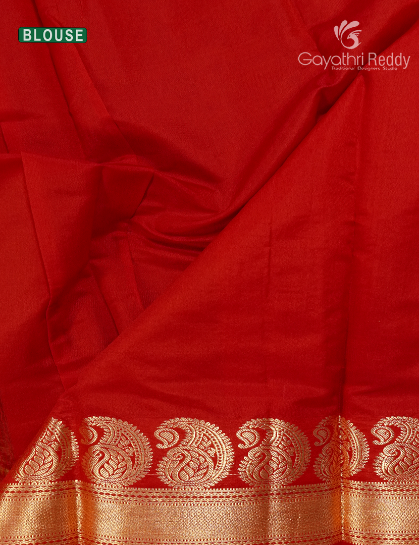 Pure Kanchi Sico Saree in Cobalt Blue and Red