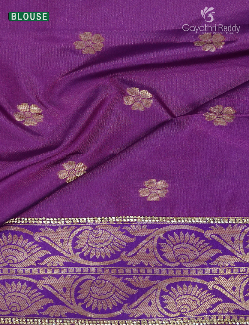 Semi Kanchipuram Silk Fancy Saree in Rose Gold and Purple