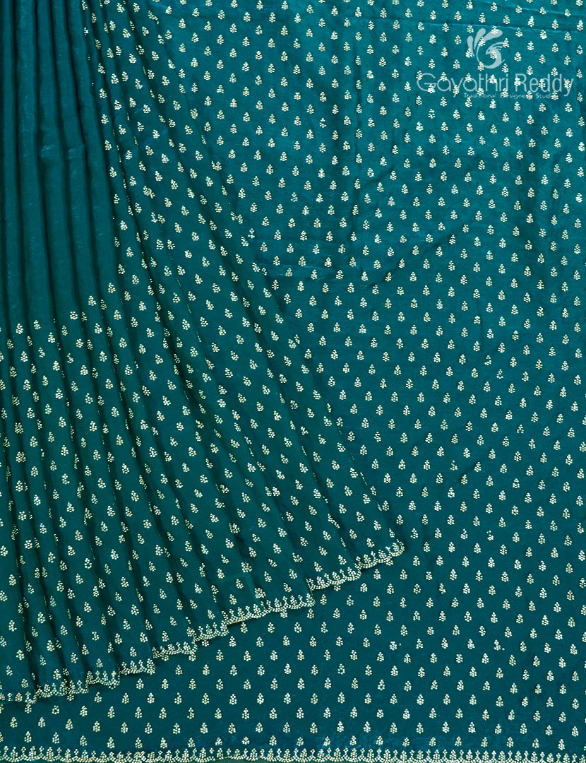 Organza Fancy Saree in Rama Green