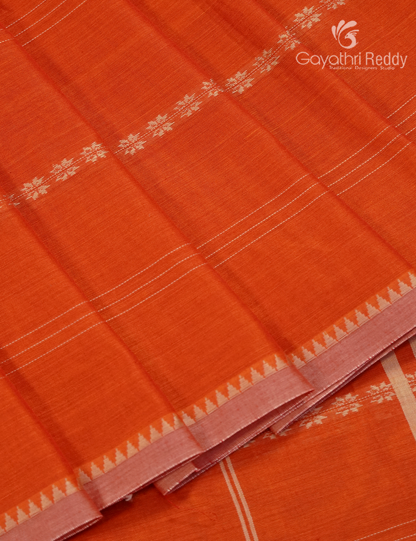 Pure Narayanpet Cotton Saree in Orange