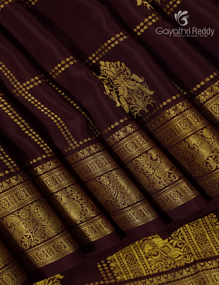Pure Mysore Silk Saree and in Deep Snuff