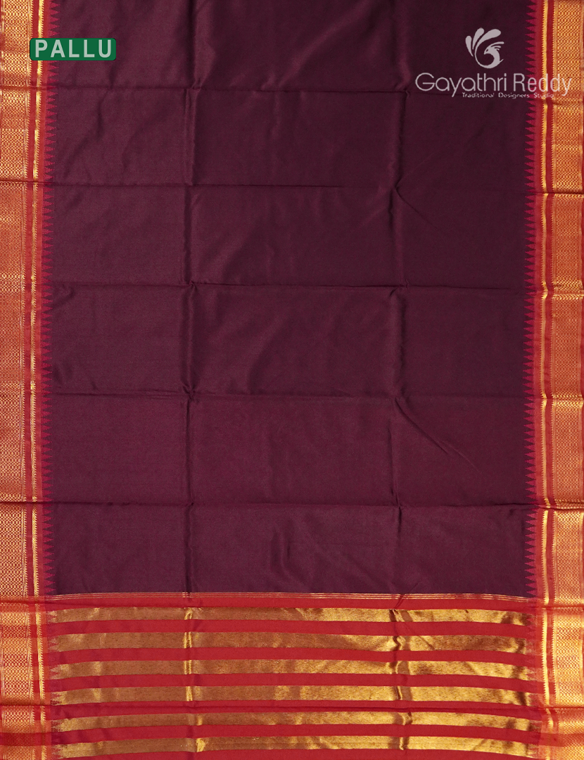 Semi Kanchipuram Art Silk Saree in Deep Maroon and Red