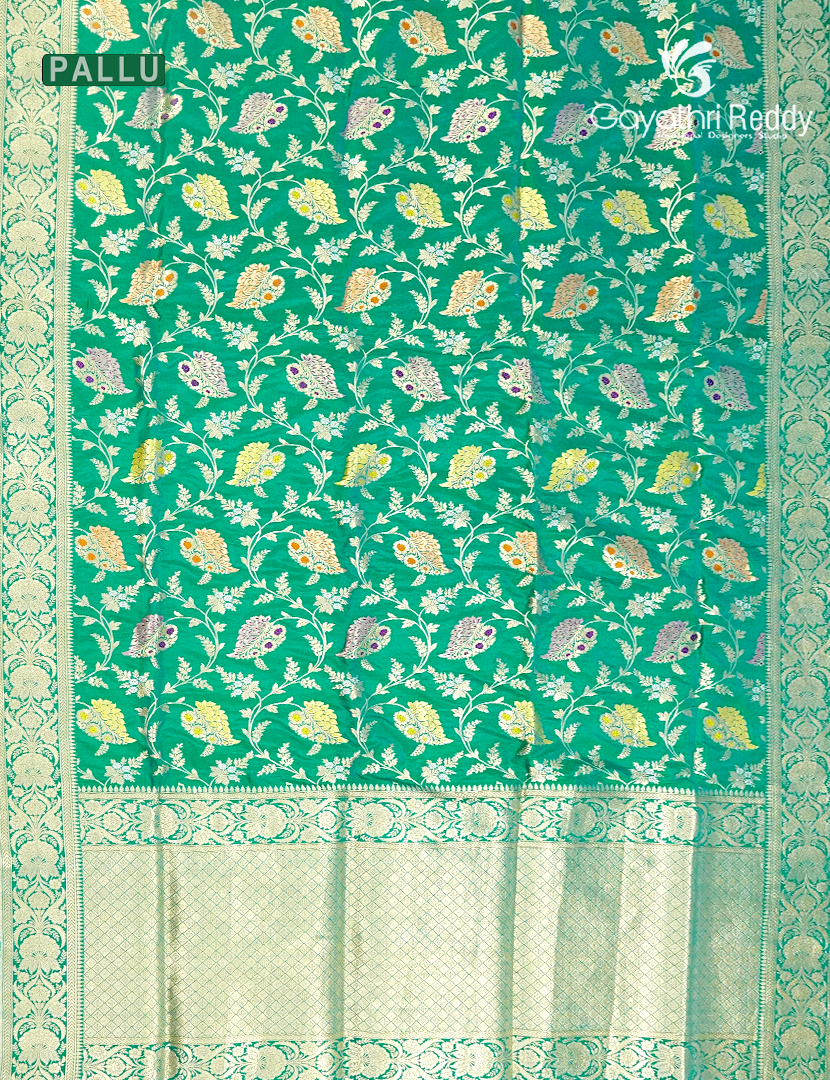 Pure Banaras Katan Silk Saree in Sea Green