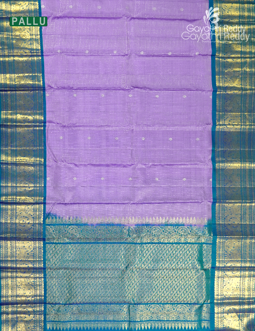 Pure Kanchi Vintage Saree in Lavender and Deep Peacock Blue