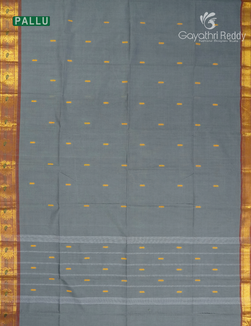 Pure Handloom Cotton Saree in Ash Grey