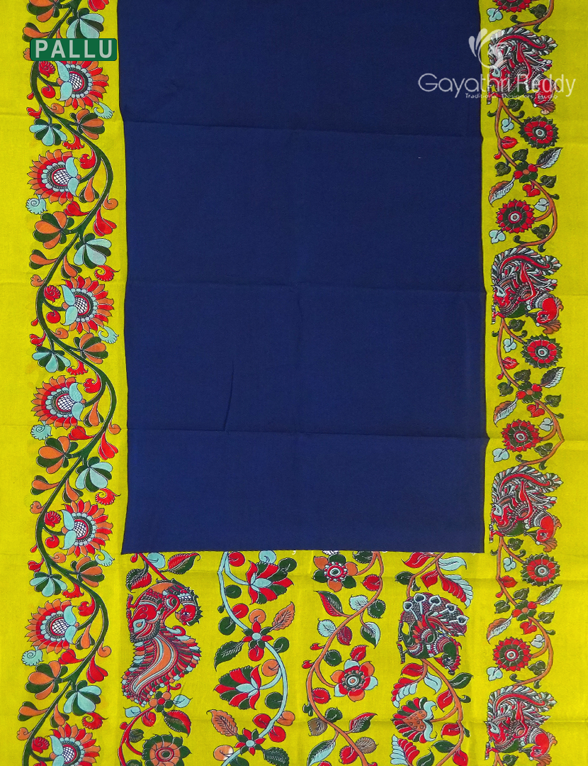 Pure MulMul Cotton Saree in Navy blue