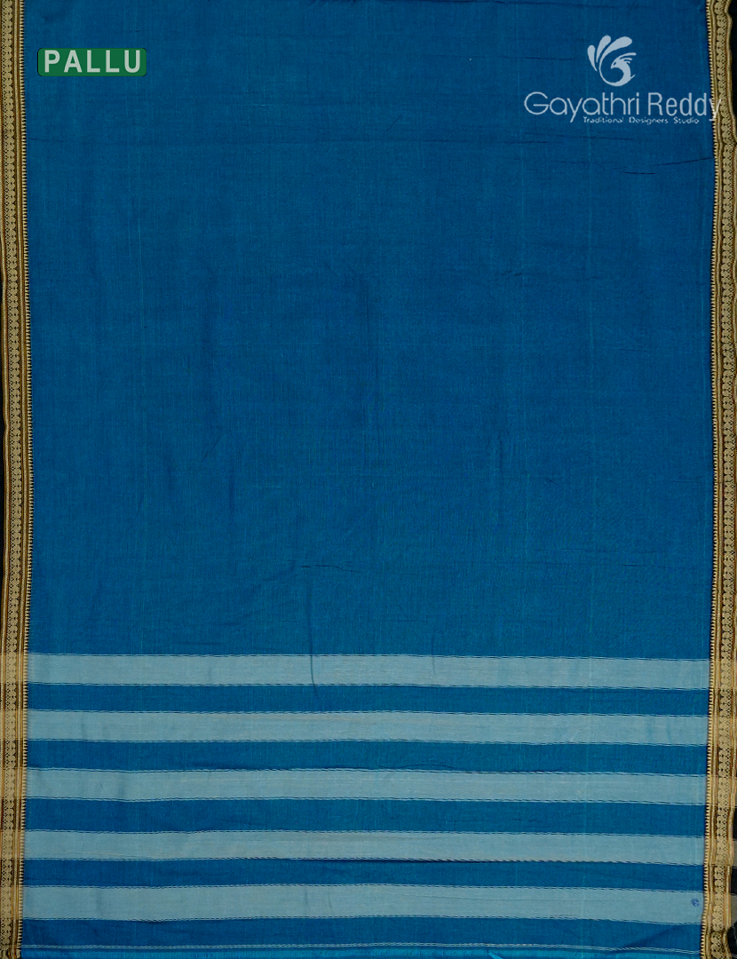 Pure Narayanpet Cotton Saree in Deep Peacock Blue