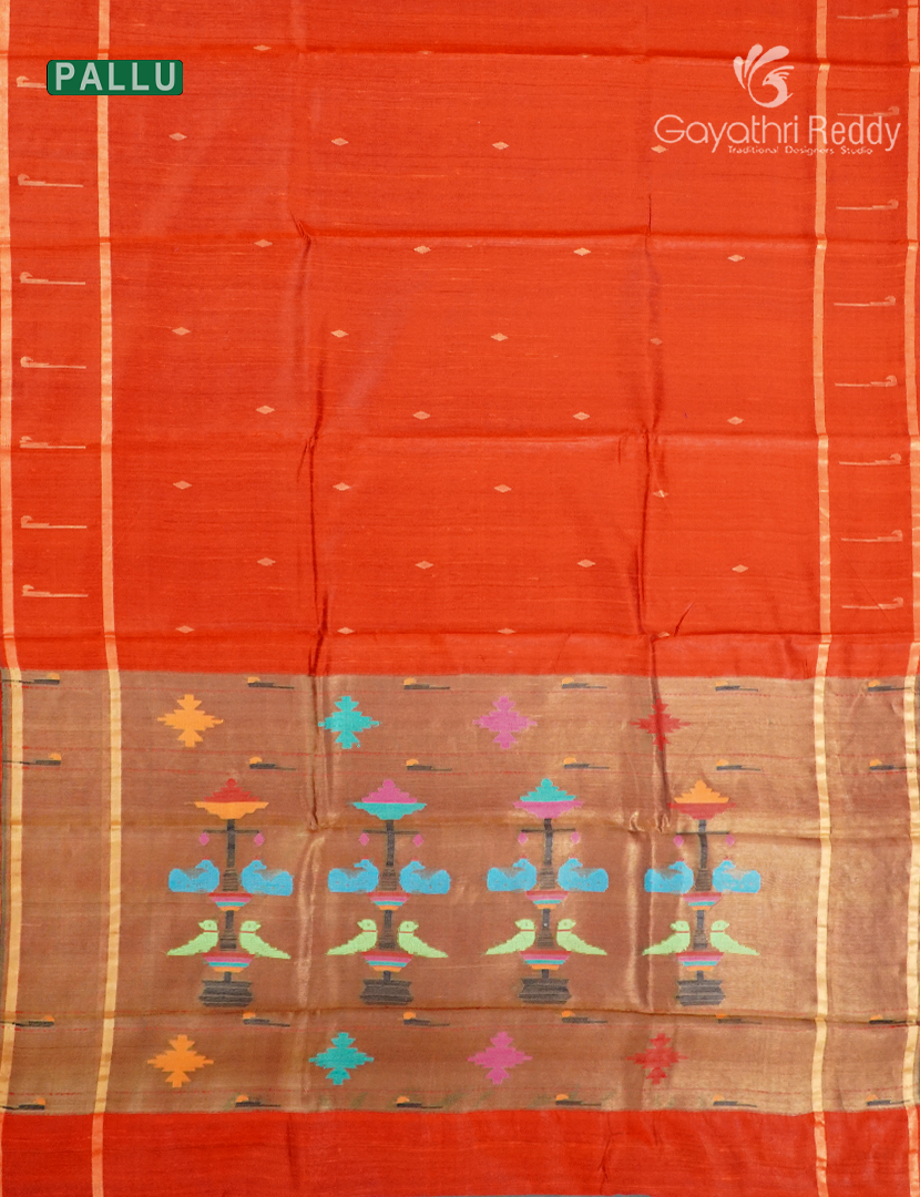 Pure Khadi Pattu Saree in Orange