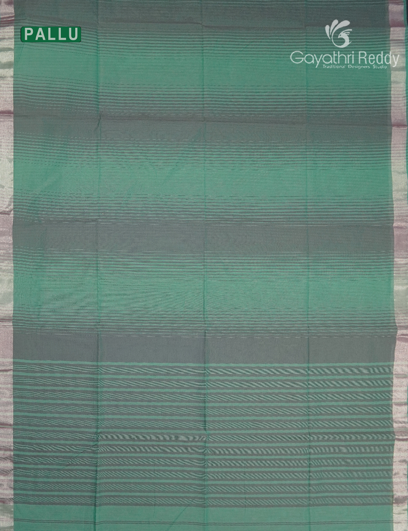 Pure Kanchi Cotton Saree in Sea Green and Grey