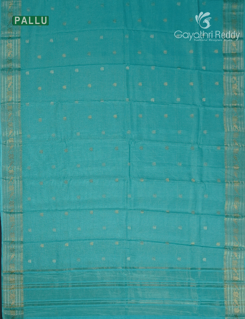 Semi Mysore Crepe Saree in Teal Blue